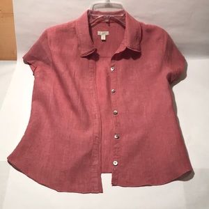 Dusty Rose Capped Sleeve Button Down